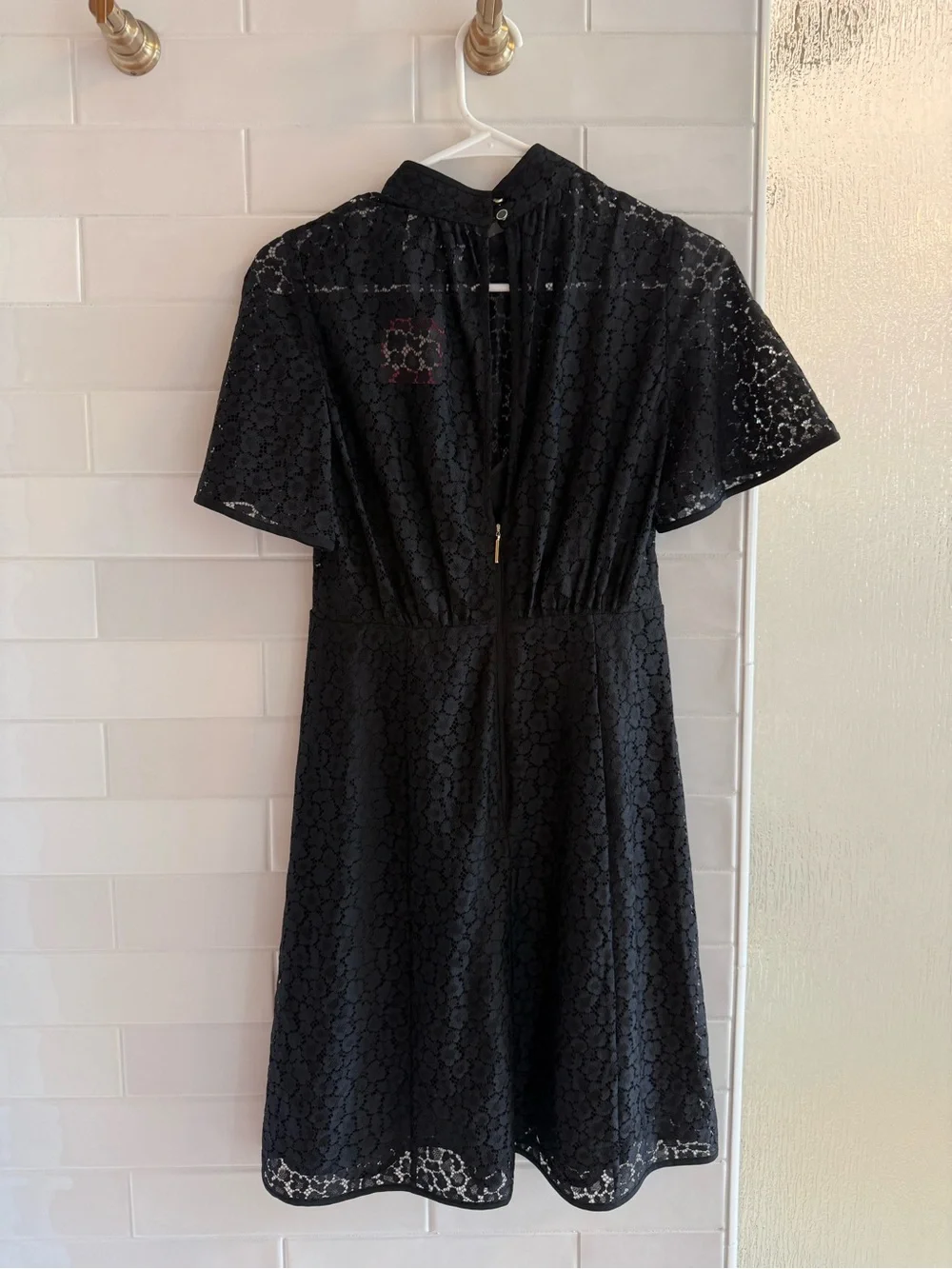kate spade Flora Leopard Lace Black Short Sleeve Fit-and-Flare Mini Dress